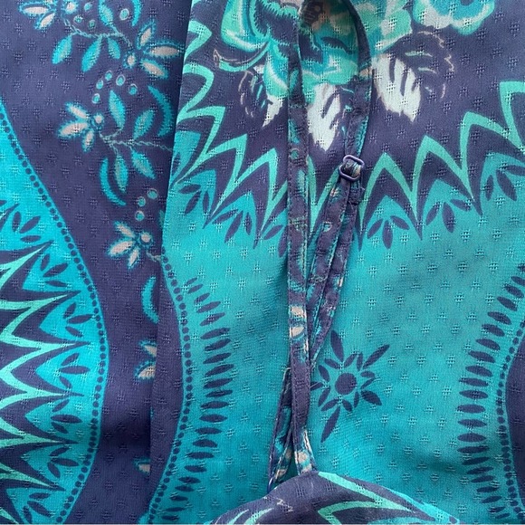 Free People Size L Eternal Spring Babydoll Boho Mini Dress Blue Floral - Picture 13 of 15